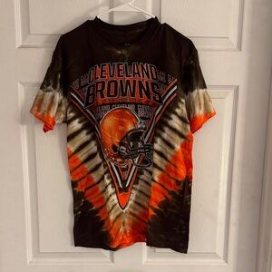 Vintage Cleveland Browns Tie-Dye Graphic Tee - Orange & Brown